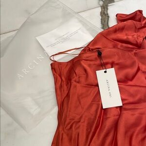 Arcina ori Cyrus dress Satin Slip Dress in rust